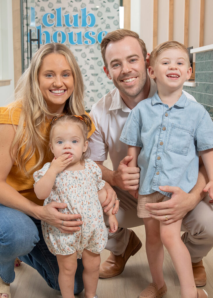 Dr. Brock Frazee family in the Clubhouse orthodontic office