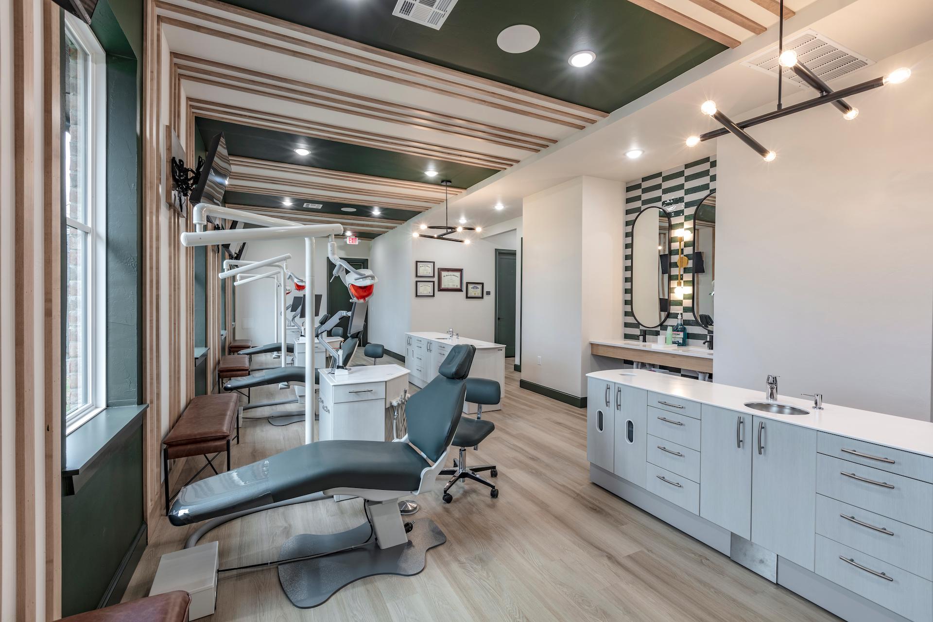 Patient exam rooms in the Clubhouse orthodontic office